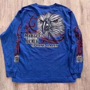 Myrtle Beach Spring Rally 2010 70th biker flames Long Sleeve T-Shirt Blue XL